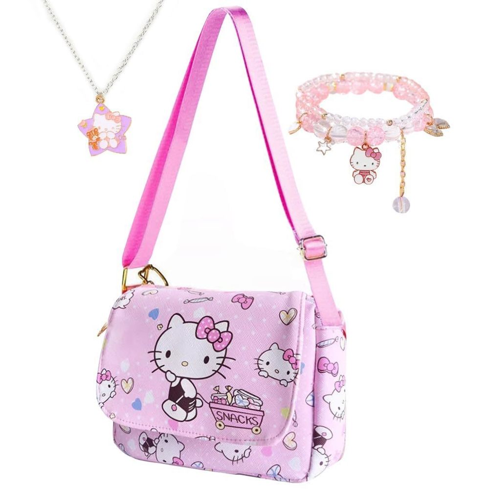 Cute Purse Crossbody Bag, Cartoon Mini Handbag With Bracelet Necklace, :3